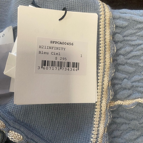 Sandro Infinity Cropped Cardigan in Sky Blue - Picture 6 of 14